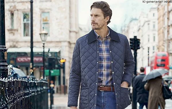 Steppjacke im typisch British Country Look in der City