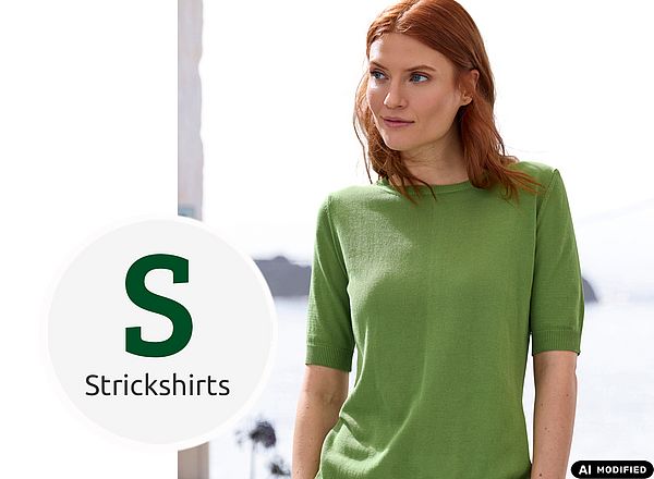 Strickshirts Grünes Shirt im Feinstrick