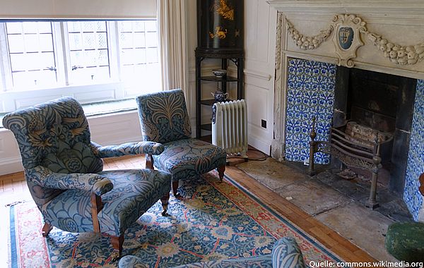Wohnzimmer mit William Morris Möbeln in Kelmscott Manor