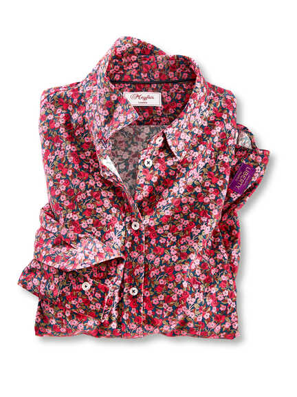 Cordbluse mit Liberty-Print Pomegranate