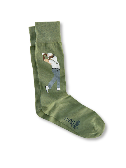 Corgi-Socken mit Golfer