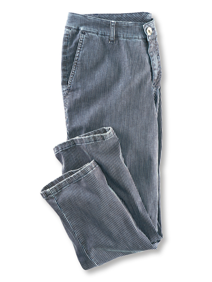 Nadelstreifen-7/8-Jeans