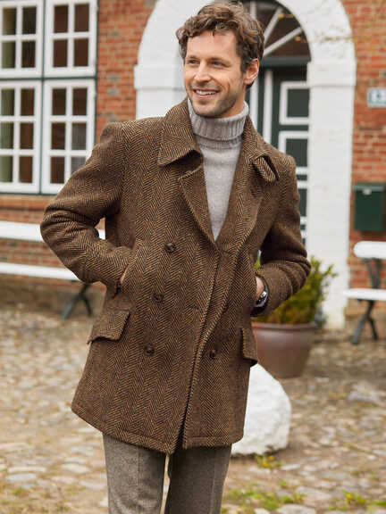 Herren-Caban aus Fischgrat-Tweed