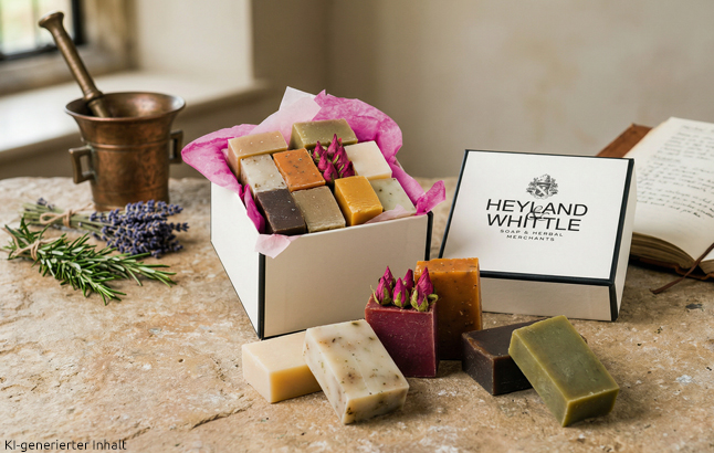 Geschenkbox mit dreifach gemahlenen englischen Naturseifen