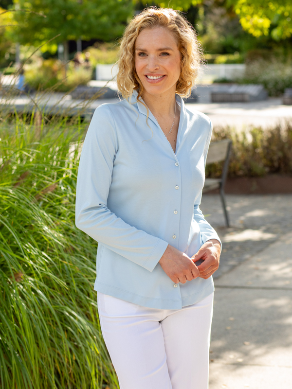 Kelchkraggenbluse von Herringbone Moderne Jerseybluse mit Kelchkragen