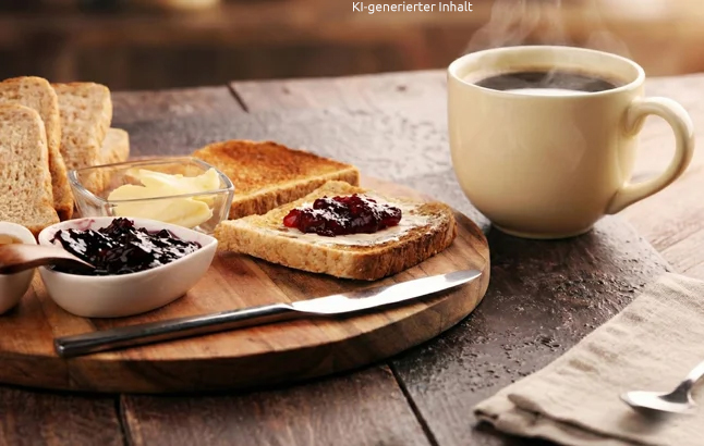 Frühstückstoast mit Erdbeermarmelade