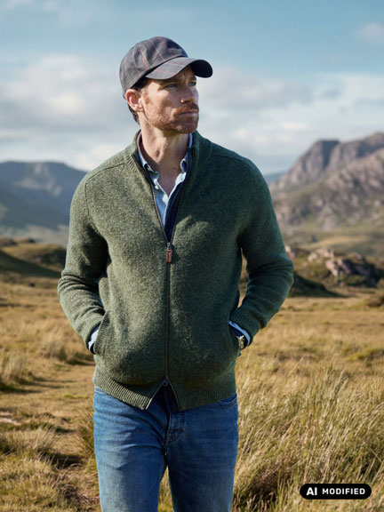 Mann im Barbour-Cardigan
