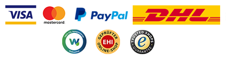 Logos von Zahlungsanbietern und Shop-Zertifikate