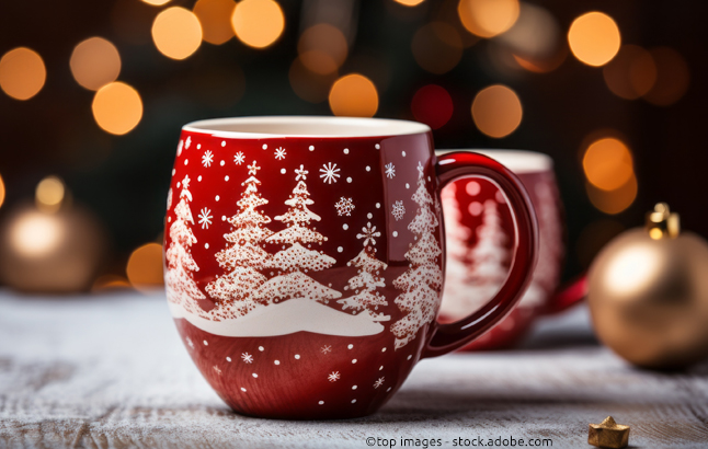 Kaffeebecher mit Weihnachtsmotiven