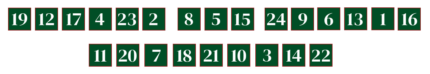 25 Türchen mit 1 Buchstaben füllen